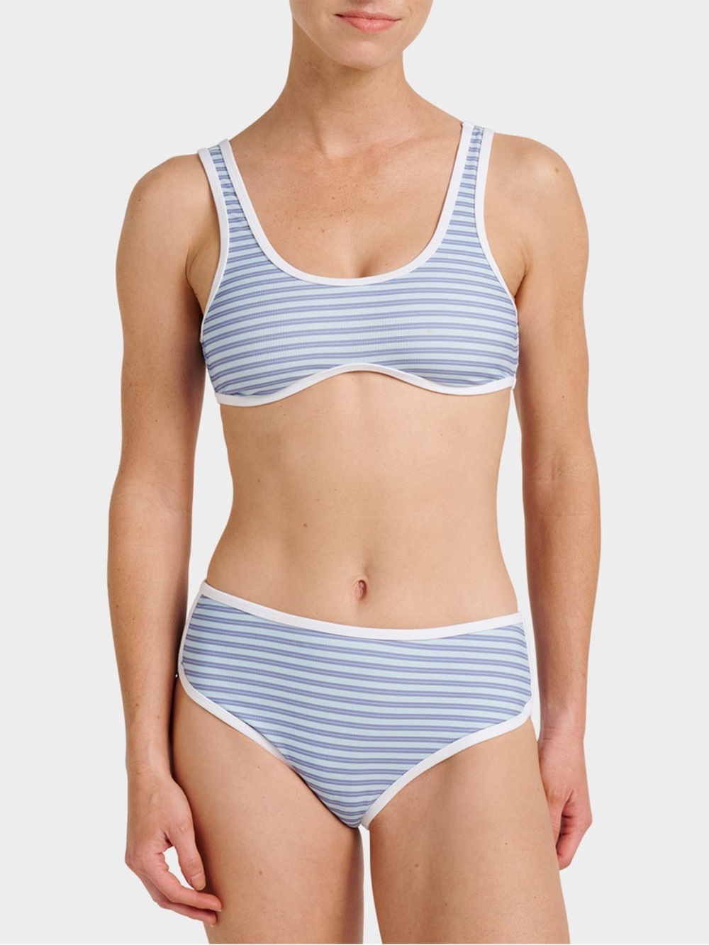 QUIKSILVER Parker Striped Bikini Top Sky Blue Sz M